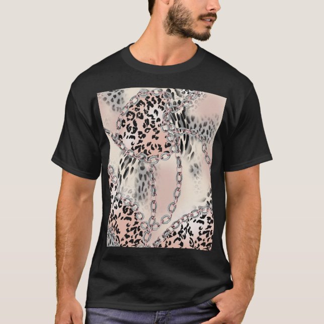 T-shirt Léopard textile : Motif à chaîne florale. (Devant)