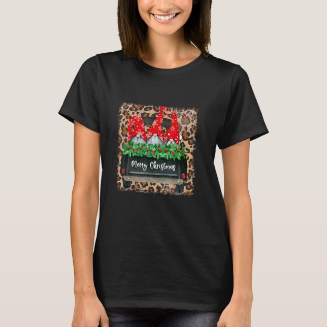 T-shirt Léopard Three Gnomes Dans le camion rouge With Mer (Devant)