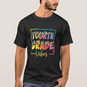 T-shirt Leopard Tie Dye Hello 4e grade Vibes Premier jour 