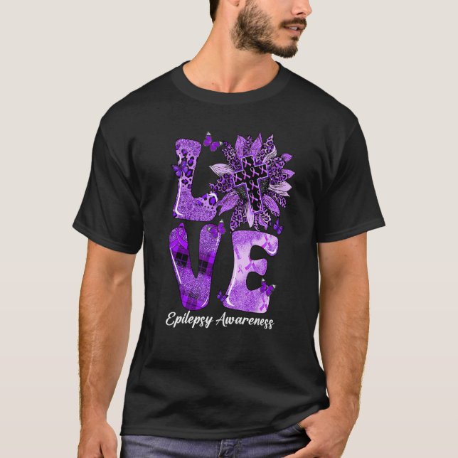 T-shirt Léopard Tournesol AMOUR Violet Ribbon Epilepsie Aw (Devant)