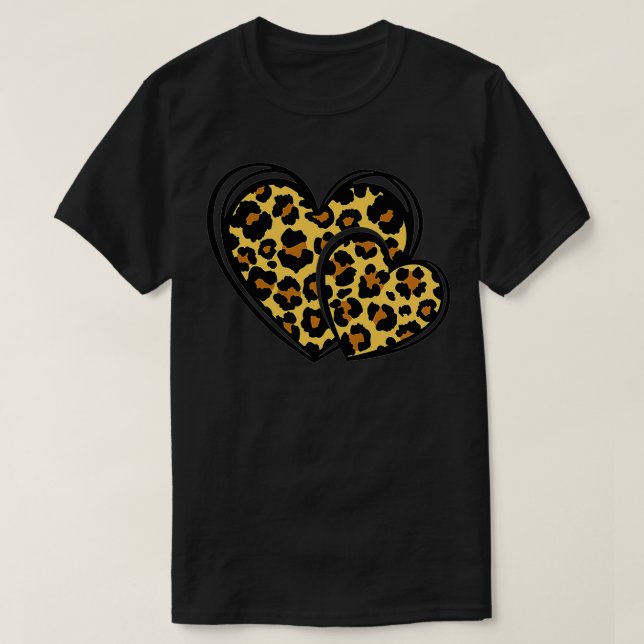 T-shirt Leopard Valentine Day Cheetah Coeurs graphiques Pr (Design devant)