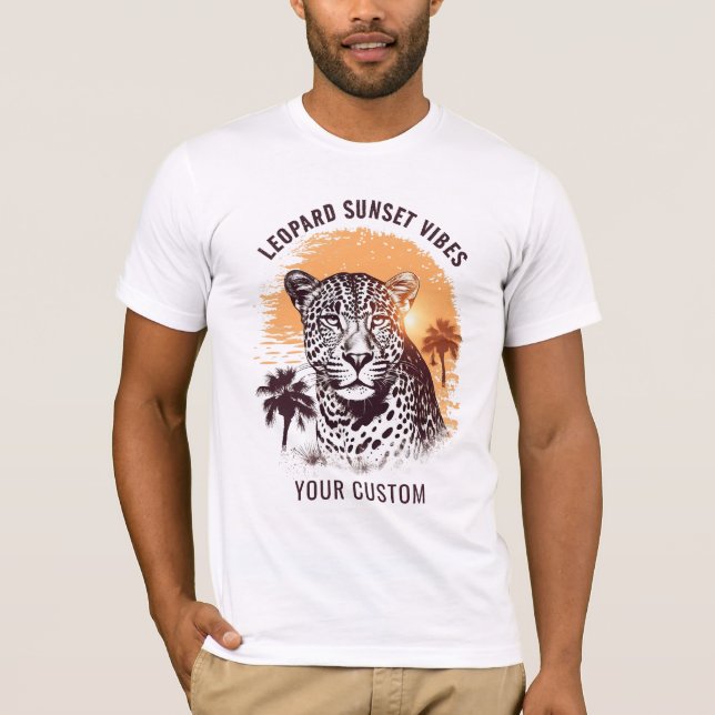T-shirt Leopard vintage au coucher du soleil (Devant)