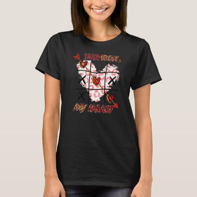 T-shirt Leopard Vous Avez Gagné Mon Coeur Tic Tac Toe Coeu (Devant)