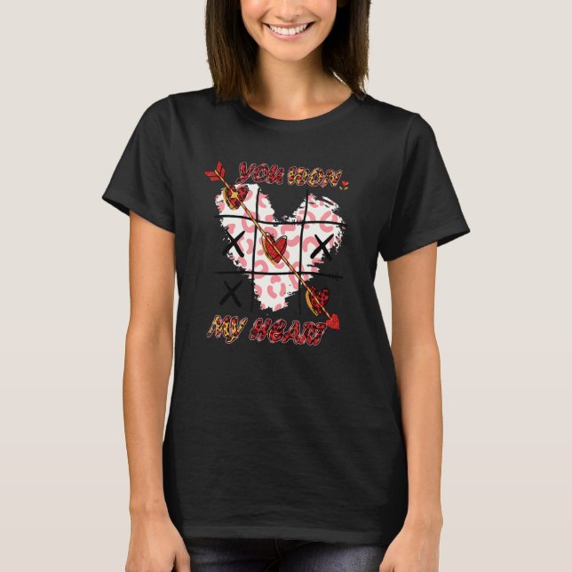 T-shirt Leopard Vous Avez Gagné Mon Coeur Tic Tac Toe Coeu (Devant)