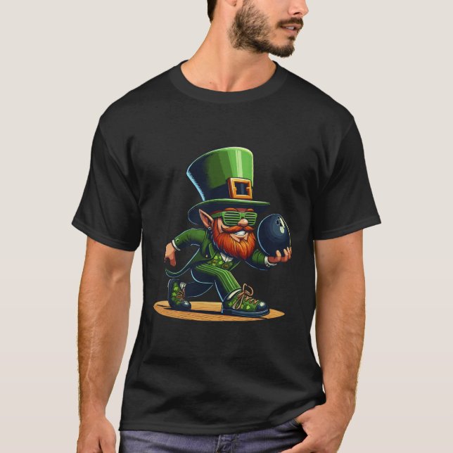 T-shirt Leprechaun Bowling Bowler Tee St.patricks Day Kids (Devant)
