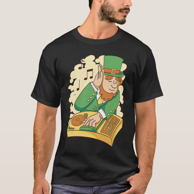 T-shirt Leprechaun DJ St Patrick's Day (Devant)