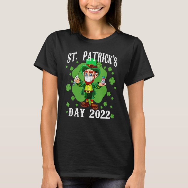 T-shirt Leprechaun Entièrement Vacciné Funny Saint Patrick (Devant)