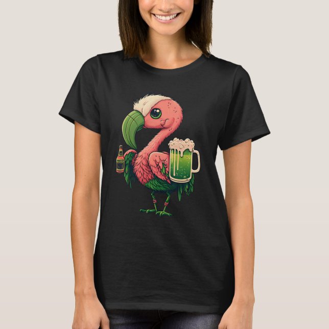 T-shirt Leprechaun Flamant rose Bière Flamant rose irlanda (Devant)
