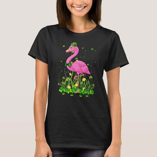 T-shirt Leprechaun Flamant rose Shamrock Jour de la Saint  (Devant)