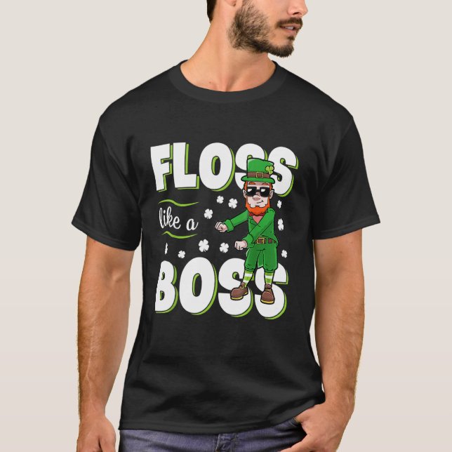 T-shirt Leprechaun Floss Like A Boss St Patricks Day Boys  (Devant)