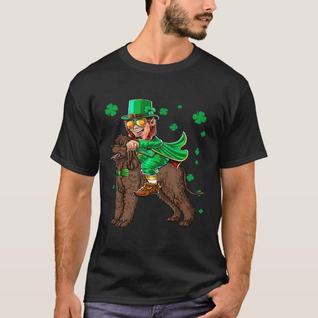T-shirt Leprechaun Irish Water Spaniel Shamrock St Patrick (Devant)