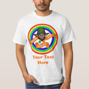 T-shirt Leprechaun irlandais vert et double arc-en-ciel