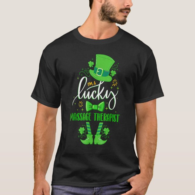 T-shirt Leprechaun Je Suis Un Chanceux Massage Thérapiste  (Devant)