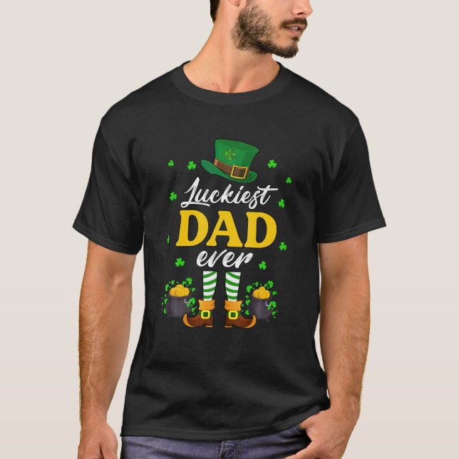 T-shirt Leprechaun Shamrock Luckiest Papa Jamais Irlandais (Devant)