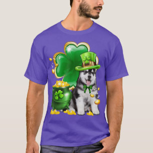 T-shirt Leprechaun Sibérie Husky Irlandais Shamrock Chien