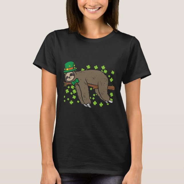 T-shirt Leprechaun Sloth Shamrock C St (Devant)