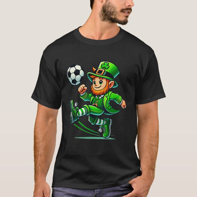 T-shirt Leprechaun Soccer St Patricks Day Player Boys Men  (Devant)