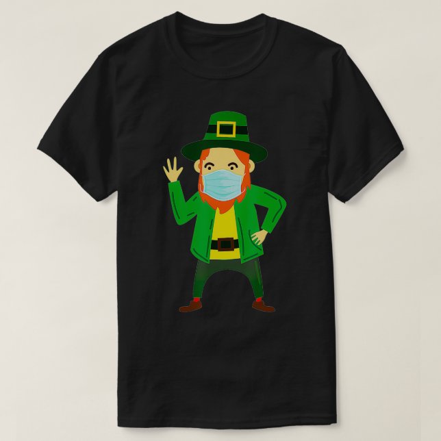 T-shirt Leprechaun St Patricks Day Funny Face Mask Quarant (Design devant)