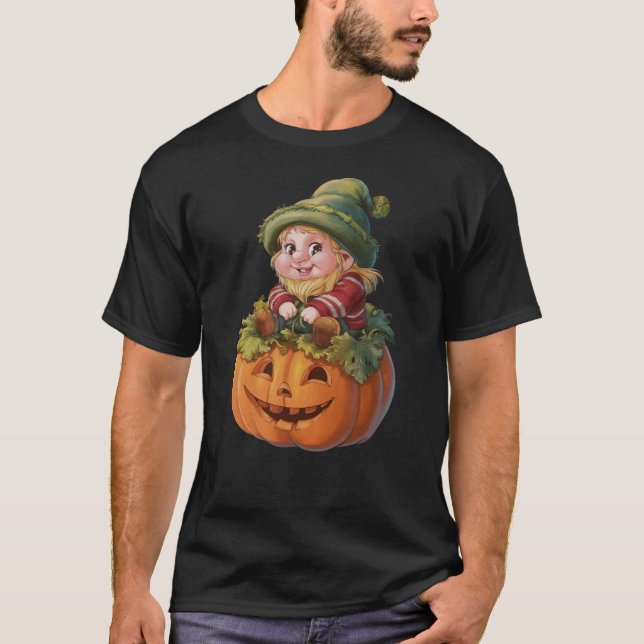 T-shirt leprechaun sur un citrouille (Devant)