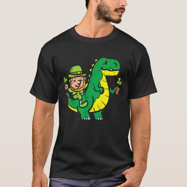 T-shirt Leprechaun T Rex Dinosaur Shamrock St Patrick Day (Devant)