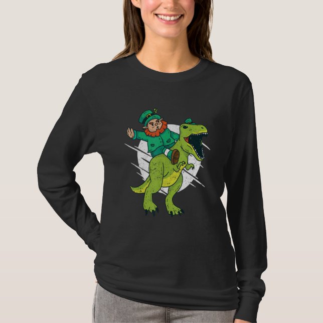 T-shirt Leprechaun T-Rex Irish Shamrock Dinosaur St Patric (Devant)