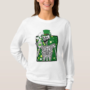 T-shirt Leprechaun Top Hat Skeleton Boire Café St Pat