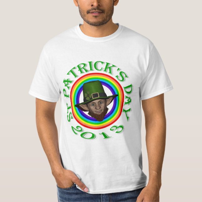 T-shirt Leprechaun vert et arc-en-ciel double (Devant)
