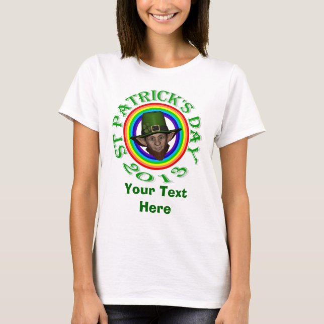 T-shirt Leprechaun vert et double arc-en-ciel St Patrick's (Devant)