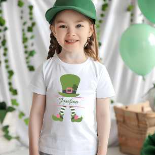 T-Shirt Leprechaun vert et rose personnalisé pour les fill