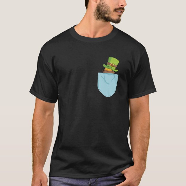 T-shirt Leprechoun Se Cachant Dans La Poche, Saint Patrick (Devant)