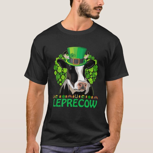T-shirt Leprecow Vache Jour de la Saint Patrick Hommes Fem (Devant)