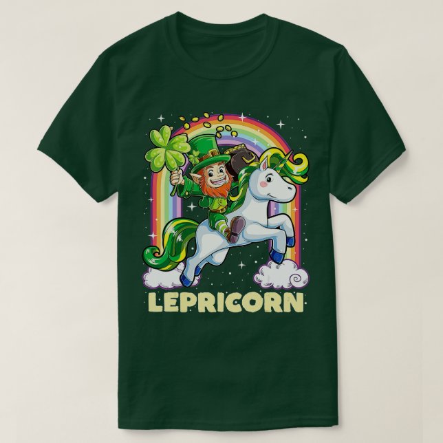 T-shirt Lepricorn Leprechaun équitation Unicorn St patrick (Design devant)