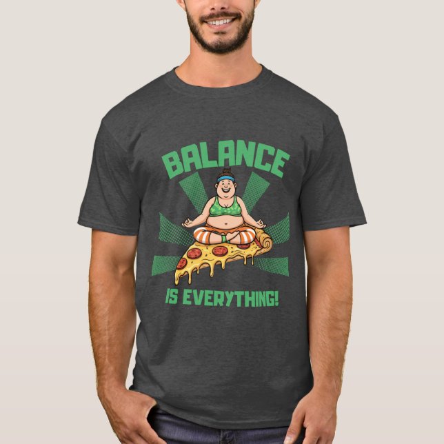 T-shirt L'équilibre du yoga pizza est tout drôle garçon (Devant)