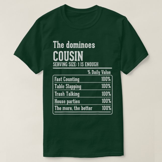 T-shirt L'équipage de Cousin Faits nutritionnels Les Domin (Design devant)