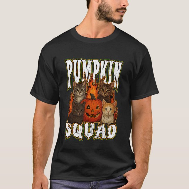 T-shirt L'équipe de la citrouille Chats mignons d'automne  (Devant)