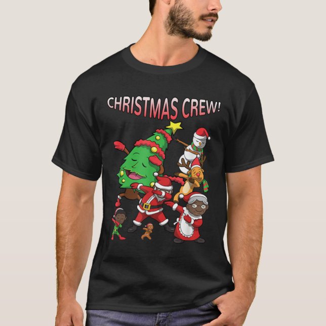 T-shirt L'équipe de Noël afro-américaine du Père Noël noir (Devant)