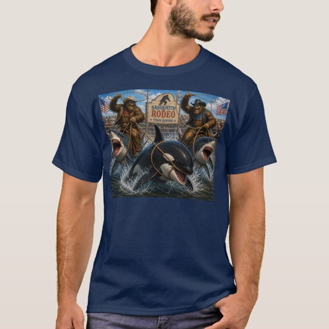 T-shirt L'équipe de rodéo Bigfoot capturant une orque (Devant)
