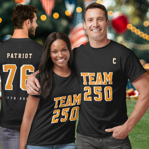 T-shirt L'équipe du 250e anniversaire d'Amérique Nom de l'
