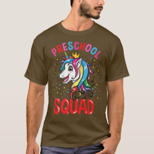 T-shirt L'Équipe Préscolaire Unicorn Girls Retournées À L'