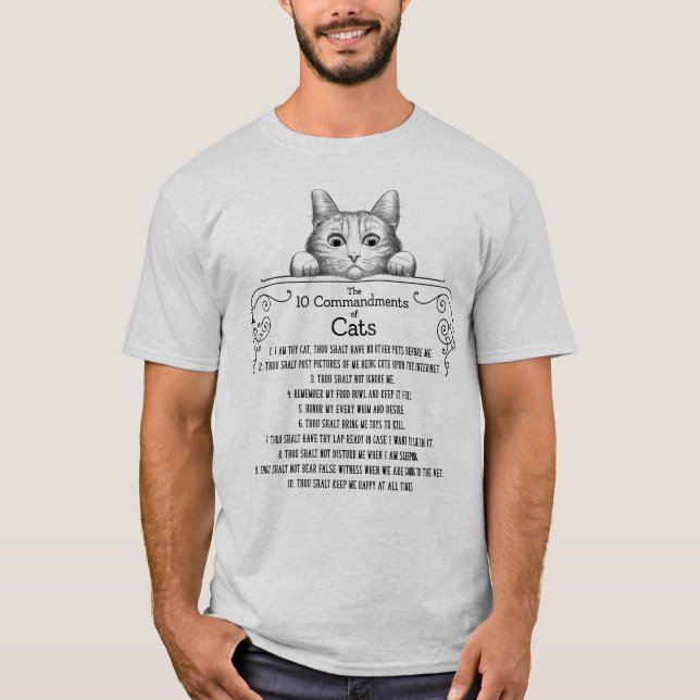 T-shirt Les 10 commandements de chats amusants (Devant)