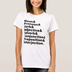 T-shirt Les 8 parties de la parole en langue anglaise