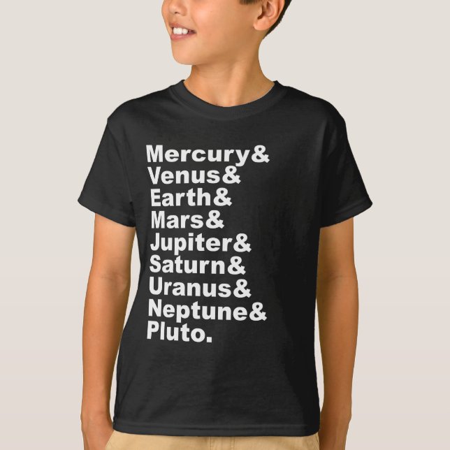 T-shirt Les 9 planètes du système solaire (Avant 2006) (Devant)