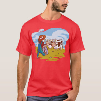 T-shirt Les agriculteurs avec des vaches sur les dons de f
