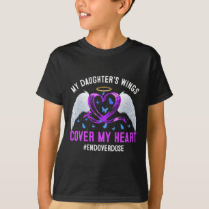 T-shirt Les ailes de ma fille couvrent mon coeur Ruban vio