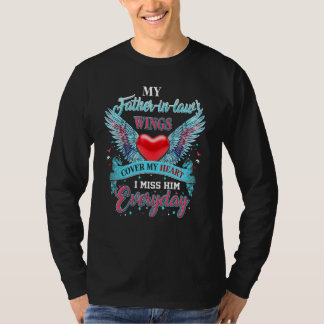 T-shirt Les ailes de mon beau-père couvrent mon cœur Je vo