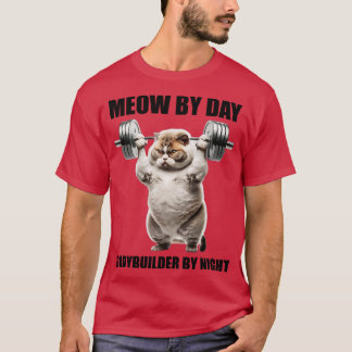 T-shirt Les Amateurs De Fitness Chat Cadeau Meow By Day Bo