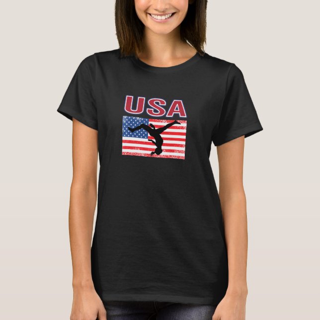 T-shirt Les Américains Aiment Gymnaste Gymnastique Aux Jeu (Devant)