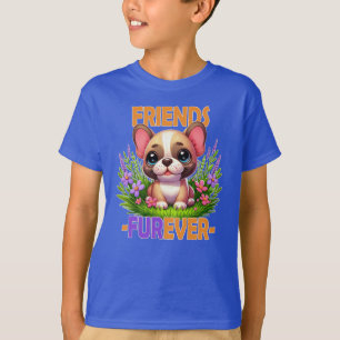 T-shirt Les amis Furever jeu de mots. Chien de chiot de Bu