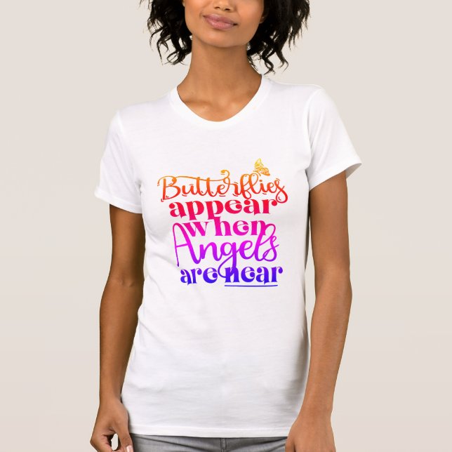 T-shirt "Les anges apparaissent..." multi-couleur papillon (Devant)