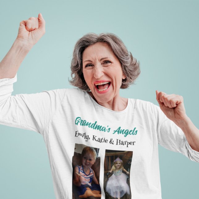 T-shirt Les anges de grand-mère | Photo et noms personnali (Créateur téléchargé)